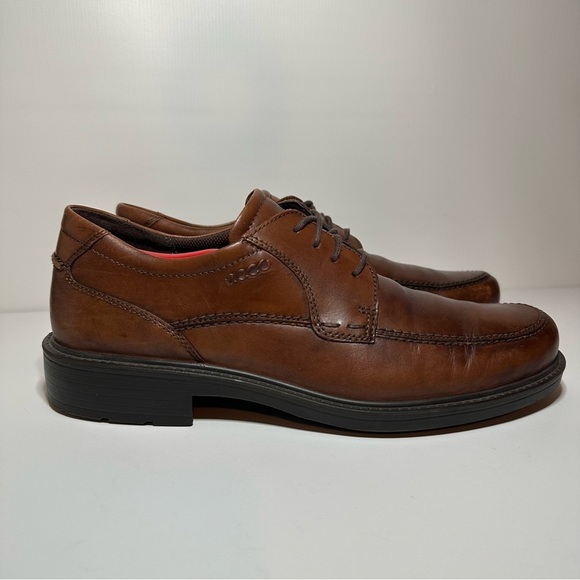 Ecco Brown Leather Oxford Loafers Lace Up Shoe Men’s Size 44 - Picture 1 of 8